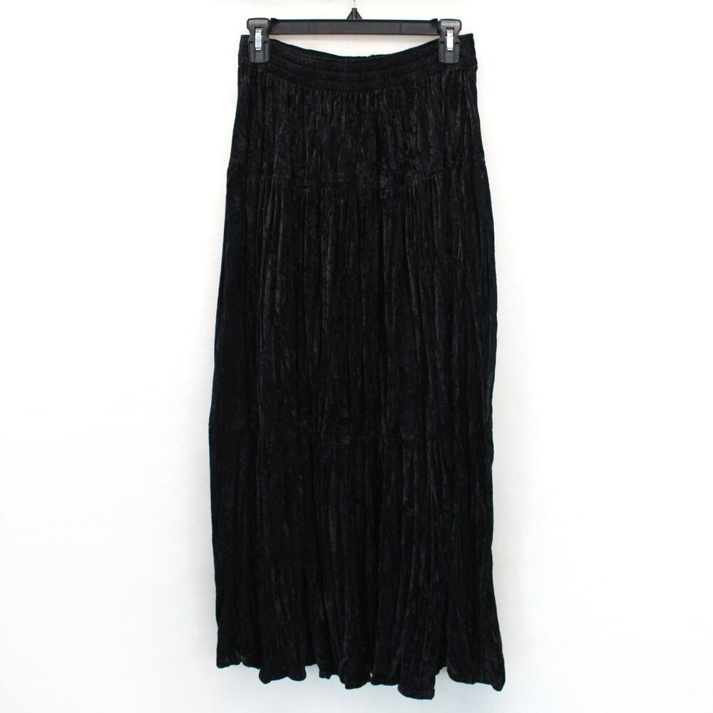 CLIO Vintage Velvet Maxi Skirt Minimalist Goth Medium Crushed Textured USA